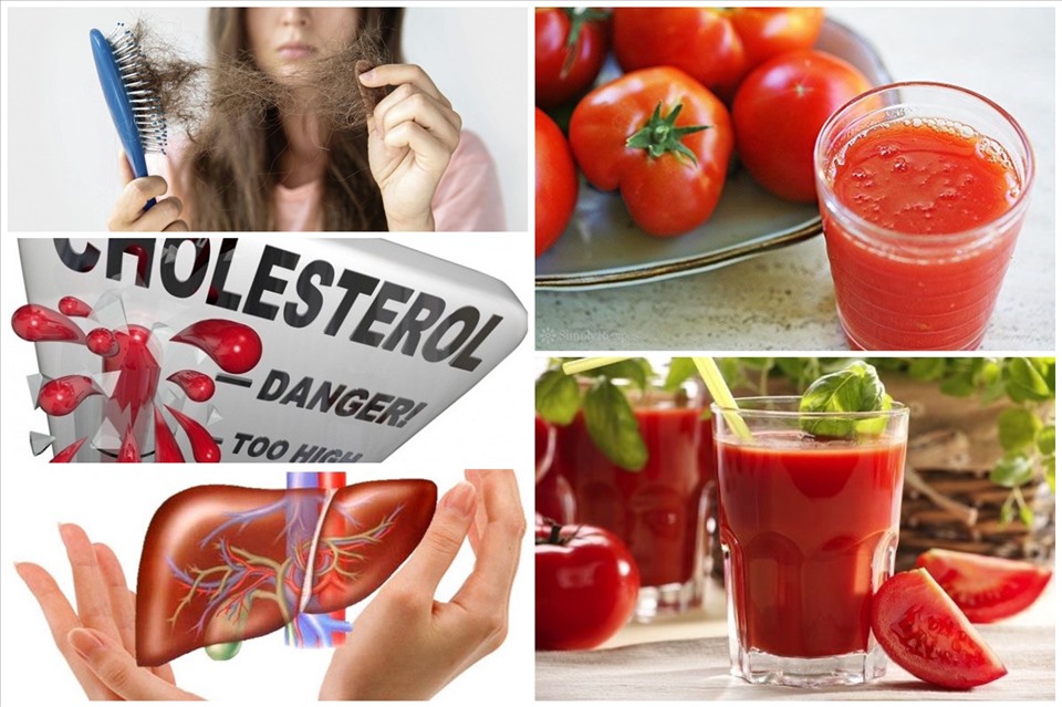 Nước ép cà chua có tác dụng giải độc cơ thể do sự hiện diện của clo và lưu huỳnh. Đồ hoạ: Minh Thư