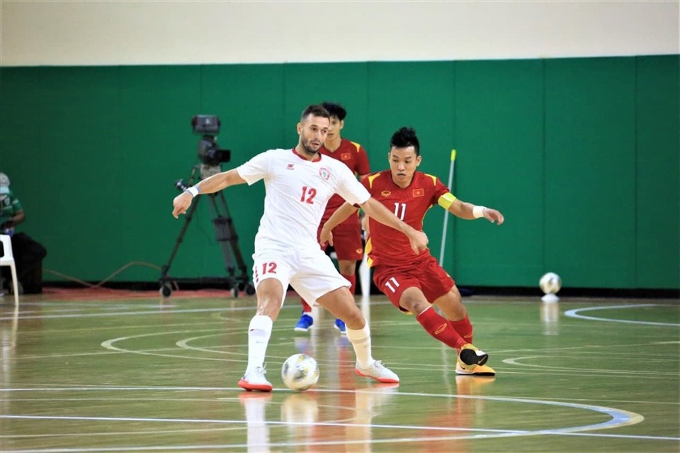 Tuyển futsal Việt Nam hòa 0-0 đối thủ Lebanon ở lượt đi. Ảnh: T.L