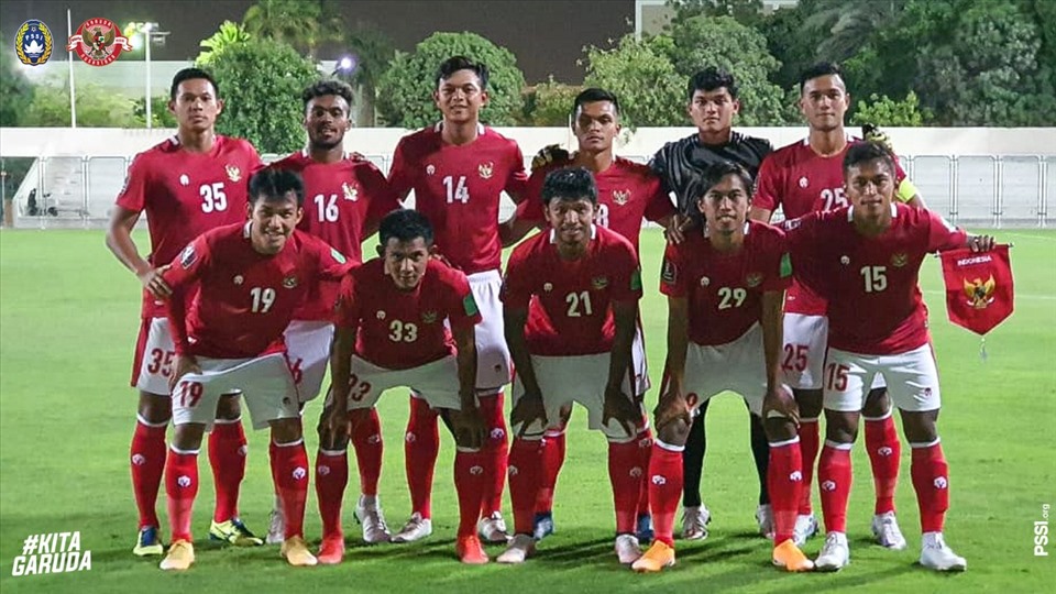 Đội hình xuất phát tuyển Indonesia thi đấu giao hữu với Afghanistan. Ảnh: LĐBĐ UAE.