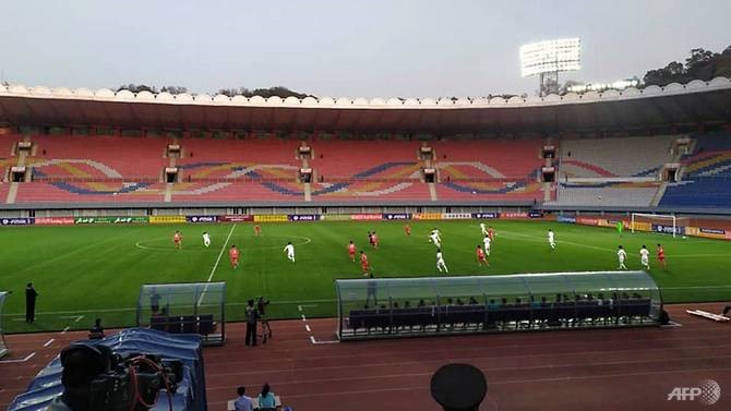 Tuyển Triều Tiên có trận hòa 0-0 với tuyển Hàn Quốc trên sân nhà cuối năm 2019, trong trận đấu không được tường thuật trực tiếp. Ảnh: AFP.