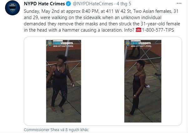 Sở cảnh sát Thành phố New York truy tìm nghi phạm. Ảnh: NYPD