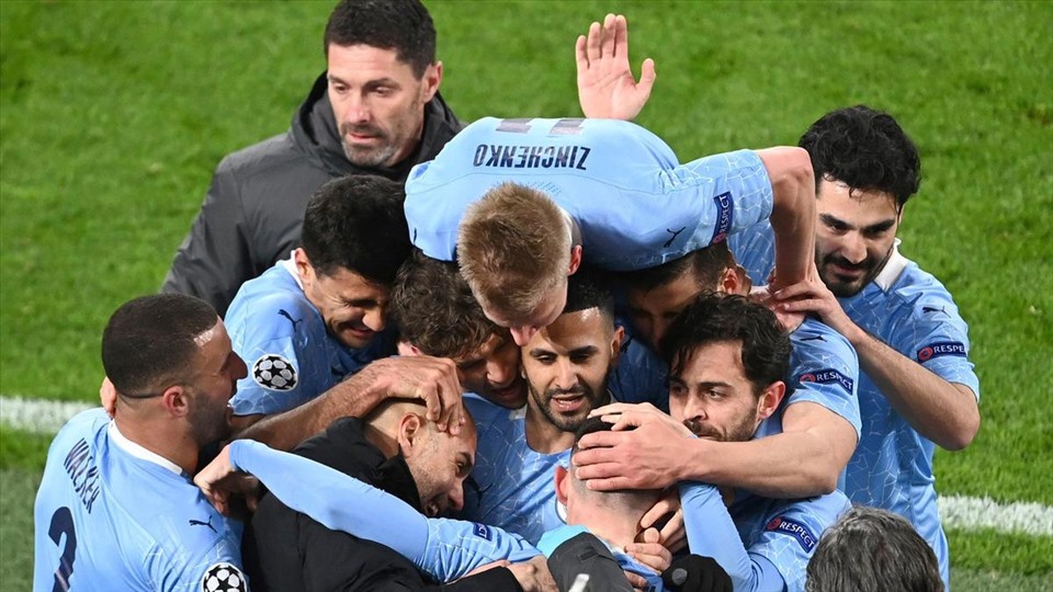 Man City vui sướng tột độ khi hạ Dortmund. Ảnh: AFP.