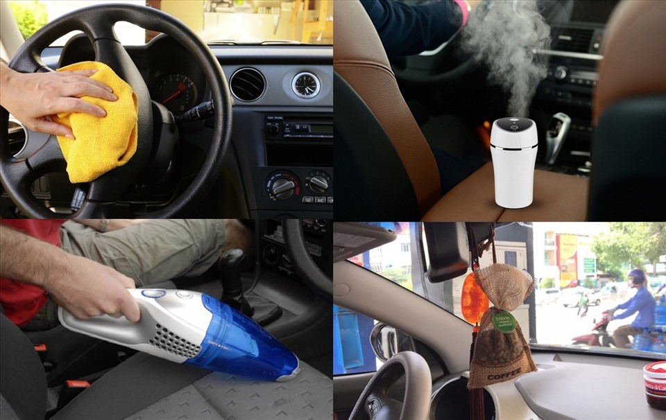 Hút bụi, lau sạch bề mặt xe, sử dụng baking soda... là những cách giúp xe ôtô hết ẩm mốc, mùi hôi khó chịu. Đồ họa: M.H