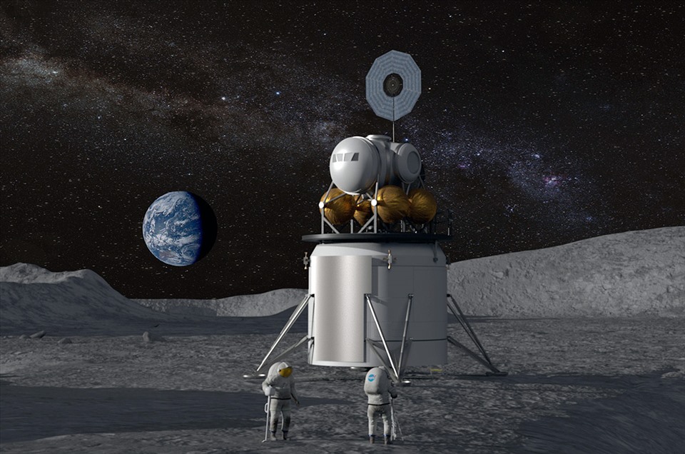 Mô phỏng cuộc đổ bộ lên Mặt trăng trong sứ mệnh Artemis của NASA. Theo chỉ thị của Nhà Trắng, NASA đang làm việc để đưa phi hành gia trở lại Mặt Trăng vào năm 2024. Ảnh: NASA