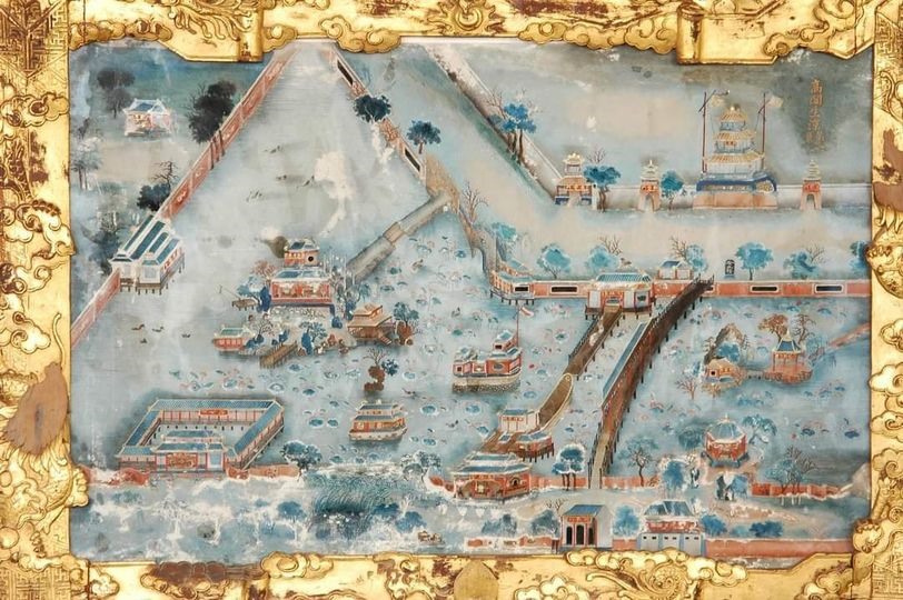 Cảnh hậu hồ trên tranh gương (vẽ năm 1845)