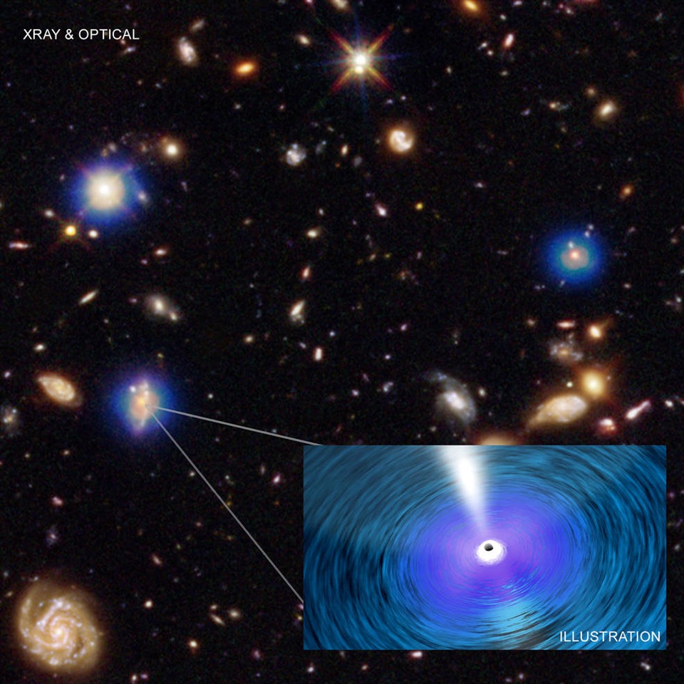 Một lỗ đen siêu khối lượng ở trung tâm của thiên hà trong ảnh minh họa của NASA. Ảnh: NASA