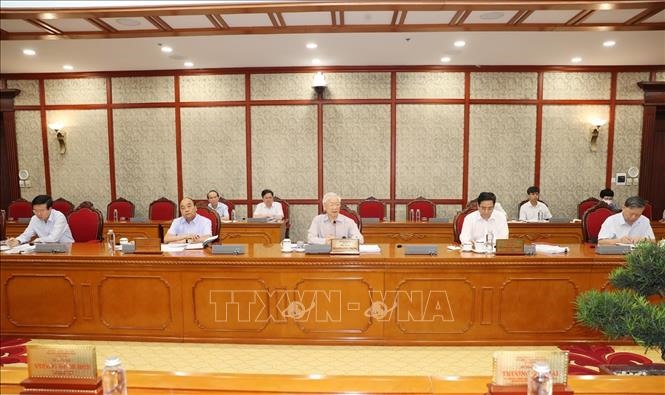 Tổng Bí thư Nguyễn Phú Trọng phát biểu tại cuộc họp.