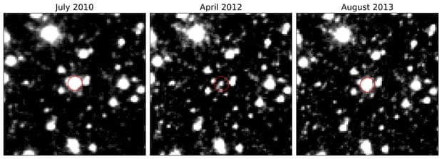 Một chuỗi hình ảnh ngôi sao VVV-WIT-08 đang mờ dần và sáng dần. Ảnh: ESO