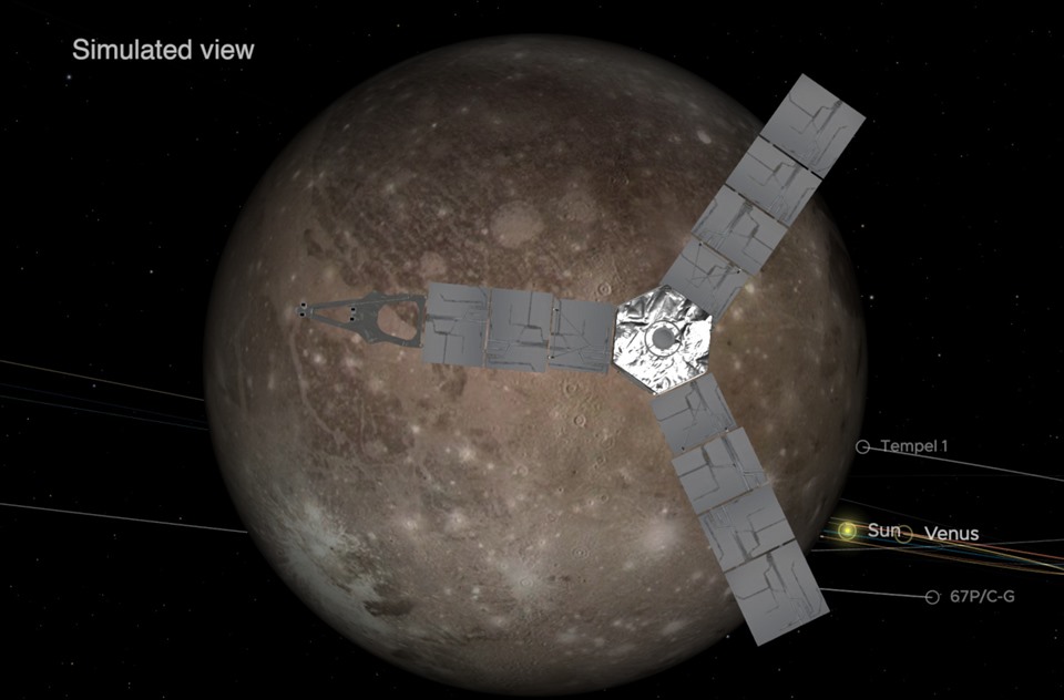 Tàu vũ trụ Juno áp sát Ganymede trong chuyến bay ngày 7.6.2021. Ảnh minh hoạ: NASA