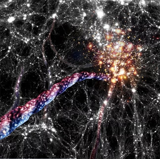 Minh họa một sợi vũ trụ đang quay. Ảnh: Viện Vật lý Thiên văn Leibniz Potsdam