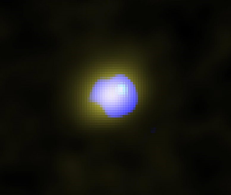 Hình ảnh ALMA về thiên hà xa xôi J1243 + 0100 có một hố đen siêu khối lượng ở trung tâm. Ảnh: ALMA