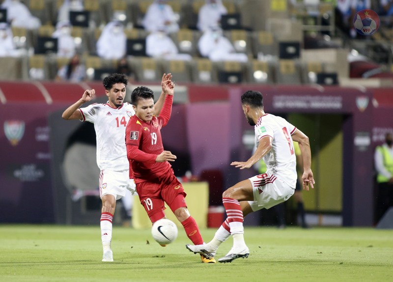 Tuyển Việt Nam nhận thất bại 2-3 trước UAE ở lượt trận cuối bảng G. Ảnh: VFF