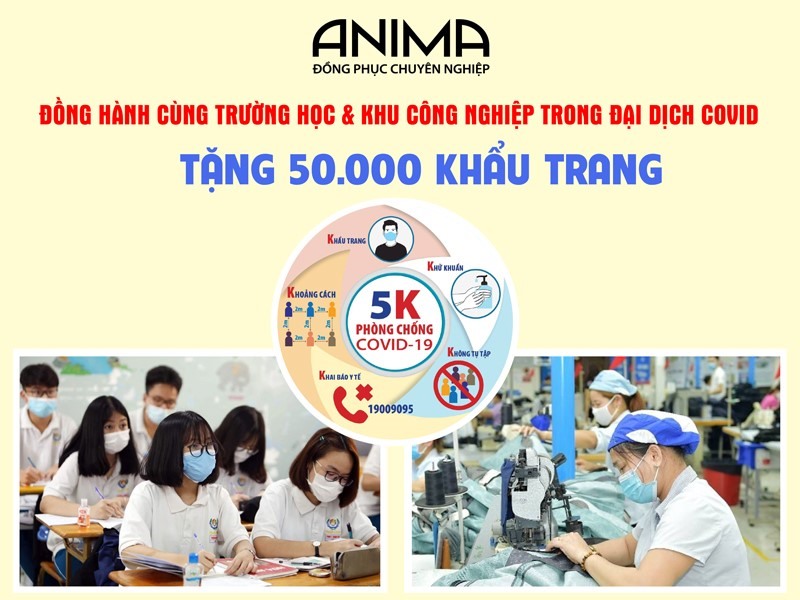 Anima tặng hơn 50.000 khẩu trang cho trường học và các khu công nghiệp.
