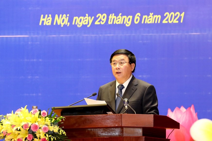Giám đốc Học viện Chính trị Quốc gia Hồ Chí Minh Nguyễn Xuân Thắng phát biểu chào mừng. Ảnh: TTXVN