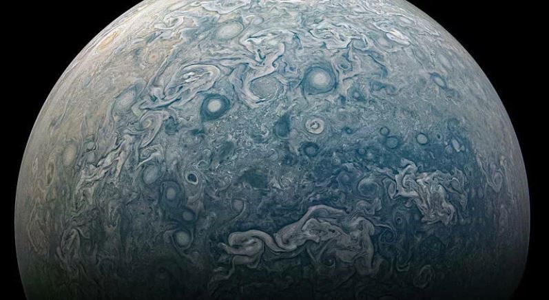 Những cơn bão ở bán cầu bắc của hành tinh khí khổng lồ mà tàu vũ trụ Juno của NASA đang hoạt động. Ảnh: NASA
