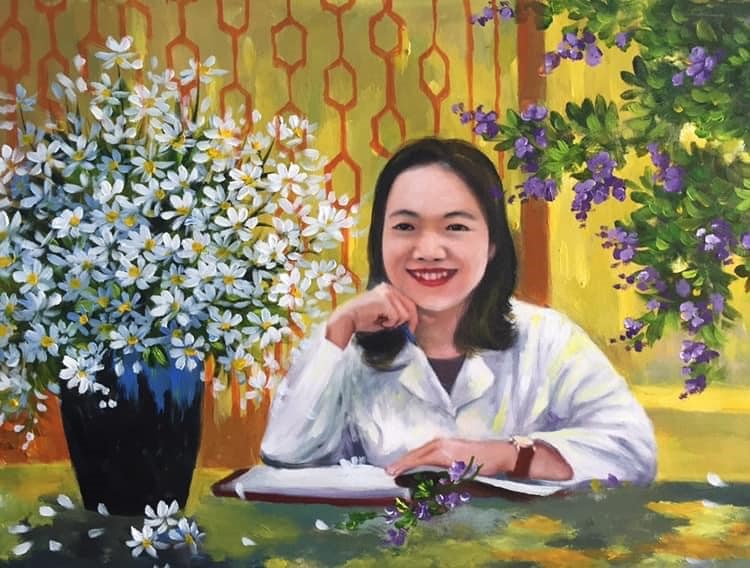Bức tranh một người họa sĩ vẽ tặng bác sĩ Vân Yến, chị đã mang ra bán đấu giá để quyên góp tiền cho dự án quỹ Sống - Be strong Việt Nam tiếp sức cho Bắc Giang - Bắc Ninh - TP. Hồ Chí Minh