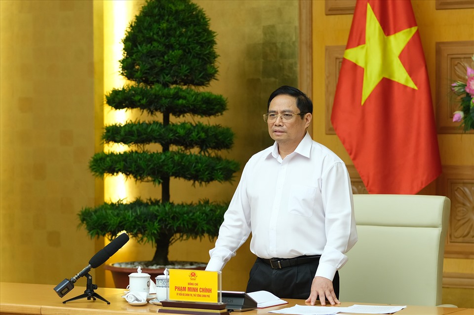 Thủ tướng Phạm Minh Chính phát biểu tại cuộc làm việc. Ảnh: Quang Hiếu