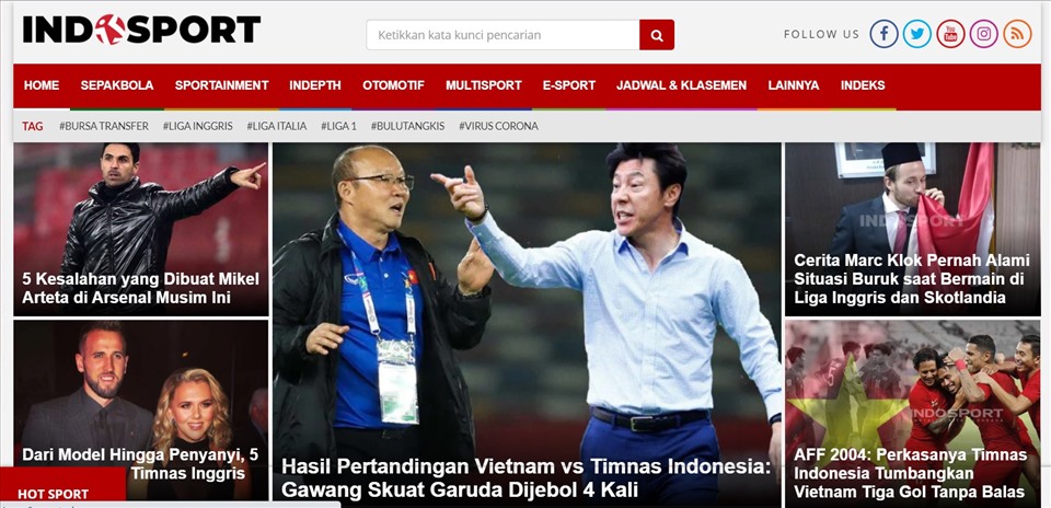 Tít trên trang Indosport