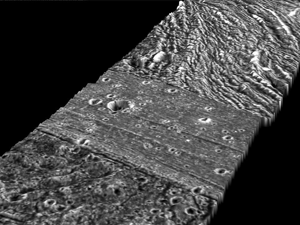 Một vài hình ảnh bề mặt mặt trăng lớn nhất Hệ Mặt trời do tàu vũ trụ Galileo chụp năm 2000. Ảnh: NASA