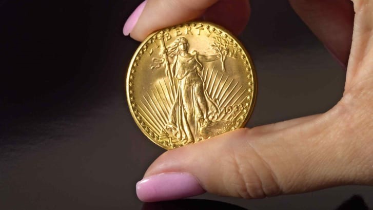 Đồng xu vàng in hình Nữ thần Tự do. Ảnh: Sotheby's