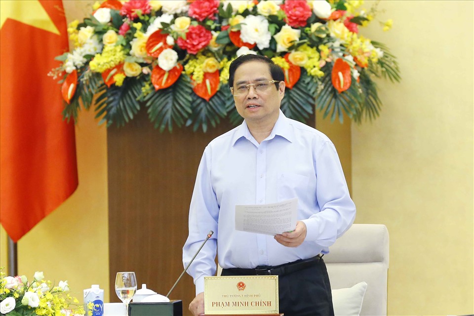 Thủ tướng Chính phủ Phạm Minh Chính phát biểu tại cuộc họp. Ảnh: Nguyễn Hoàng