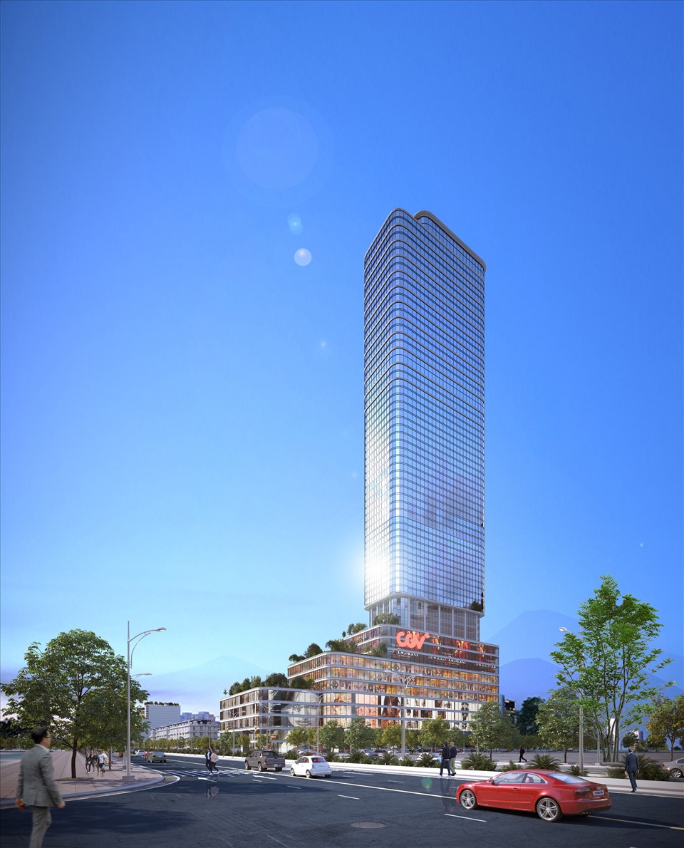 Công trình hỗn hợp dịch vụ cao 45 tầng – điểm nhấn kiến trúc của toàn dự án và là tòa tháp cao nhất khu vực Tây Bắc tính đến thời điểm này. Nguồn: T&T