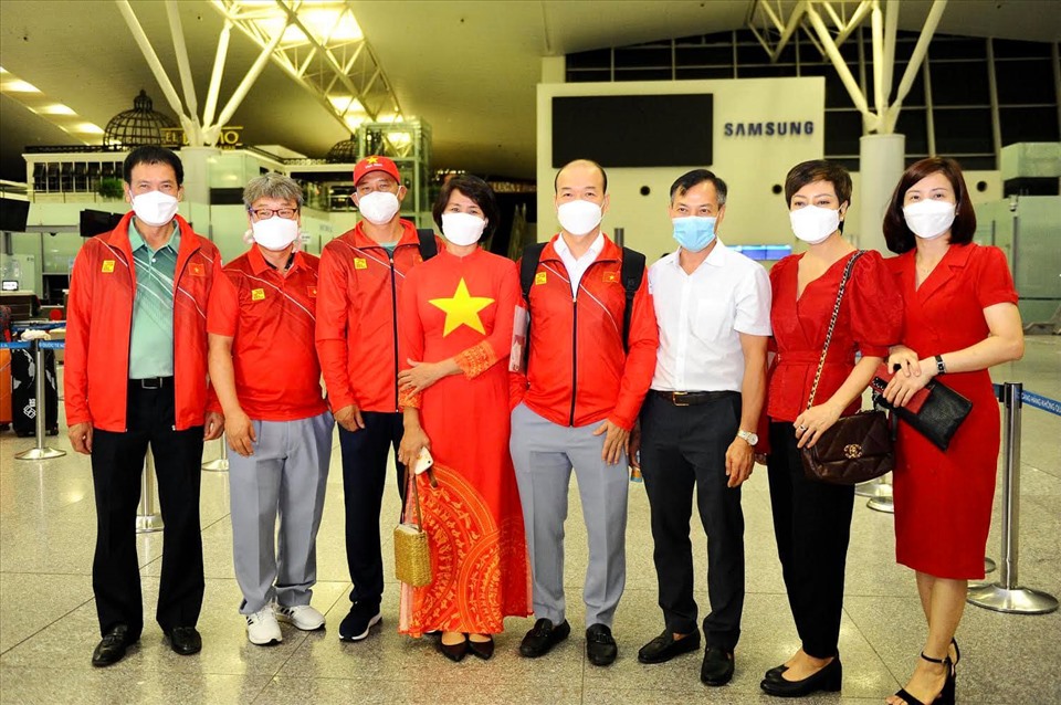 Đoàn thể thao Việt Nam trước lễ xuất quân dự Olympic Tokyo 2020. Ảnh: TDTT