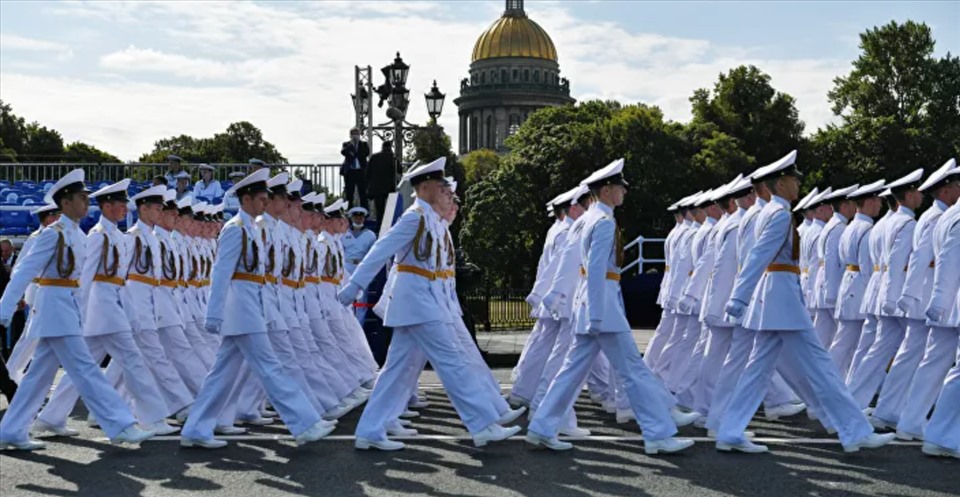 Một số hình ảnh cuộc duyệt binh hải quân Nga. Ảnh chụp màn hình