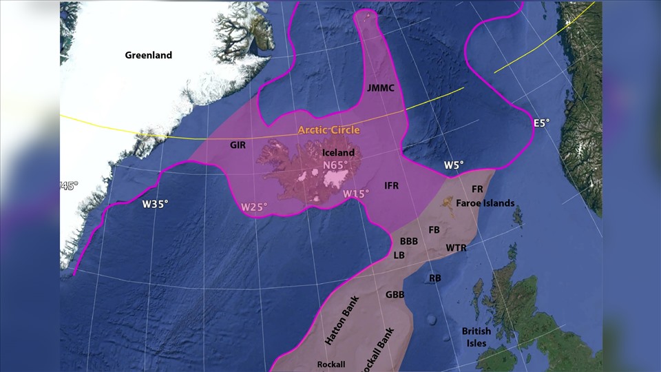 Lục địa Icelandia có thể trải dài từ Greenland đến Scandinavia 10 triệu năm trước. Ảnh: Google Maps