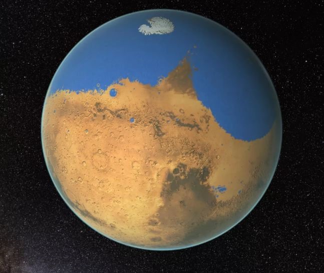 Nước trên sao Hỏa cách đây khoảng 4 tỉ năm. Ảnh: NASA