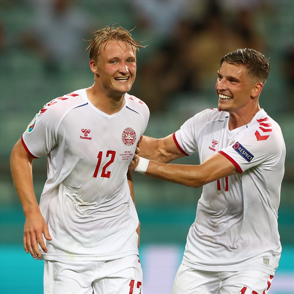 Kasper Dolberg cùng đồng đội tạo nên hàng loạt kỷ lục sau trận thắng CH Czech. Ảnh: EURO 2020.