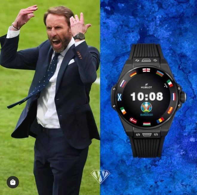 Chiếc đồng hồ trị giá 150 triệu dồng giúp huấn luyện viên Gareth Southgate có mọi thông tin về trận đấu, các cầu thủ. Ảnh: The Sun.