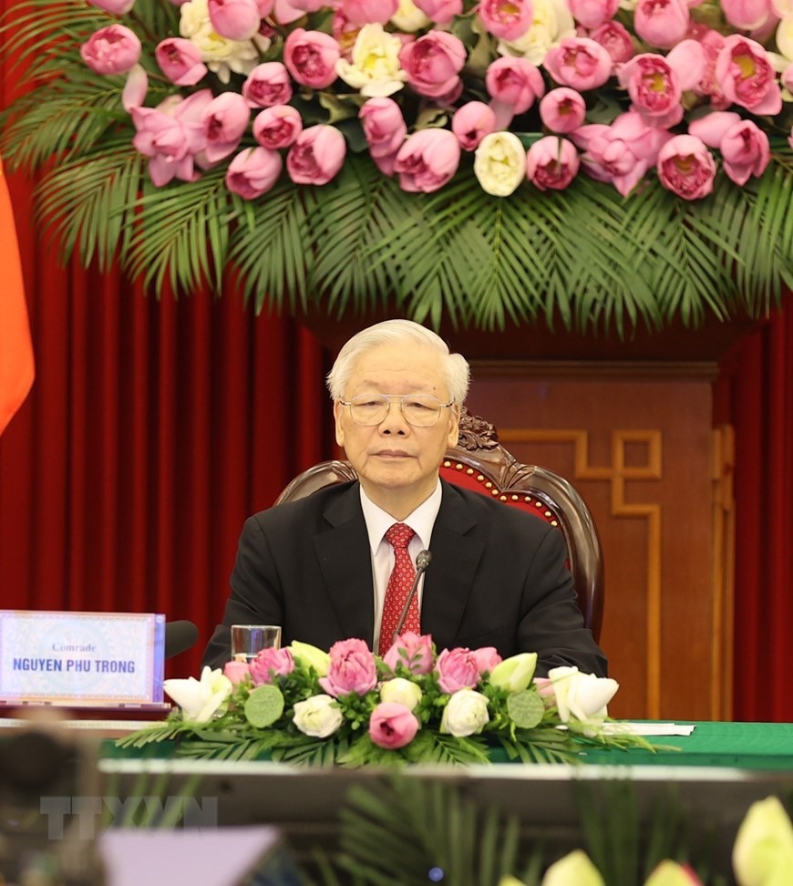 Tổng Bí thư Nguyễn Phú Trọng tham dự Hội nghị thượng đỉnh giữa Đảng Cộng sản Trung Quốc với các chính đảng trên thế giới. Ảnh: TTXVN