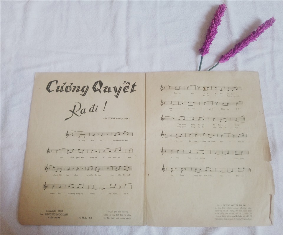 Bản nhạc Cương quyết ra đi in lần đầu tiên tại Sài Gòn, 1950. Ảnh: N.T.H
