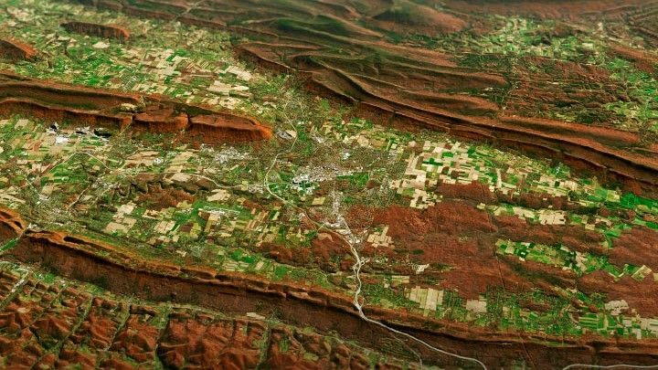Những ngọn núi hình thành ở ranh giới giữa hai mảng kiến ​​tạo ở trung tâm Pennsylvania, Mỹ. Ảnh được vệ tinh Landsat 8 chụp tháng 11.2020. Ảnh: NASA