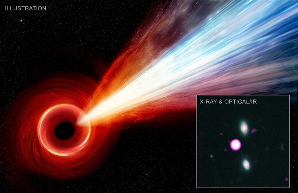 Một hố đen siêu khối lượng xa nhất được biết đến thông qua dữ liệu tia X của đài quan sát Chandra. Ảnh: NASA