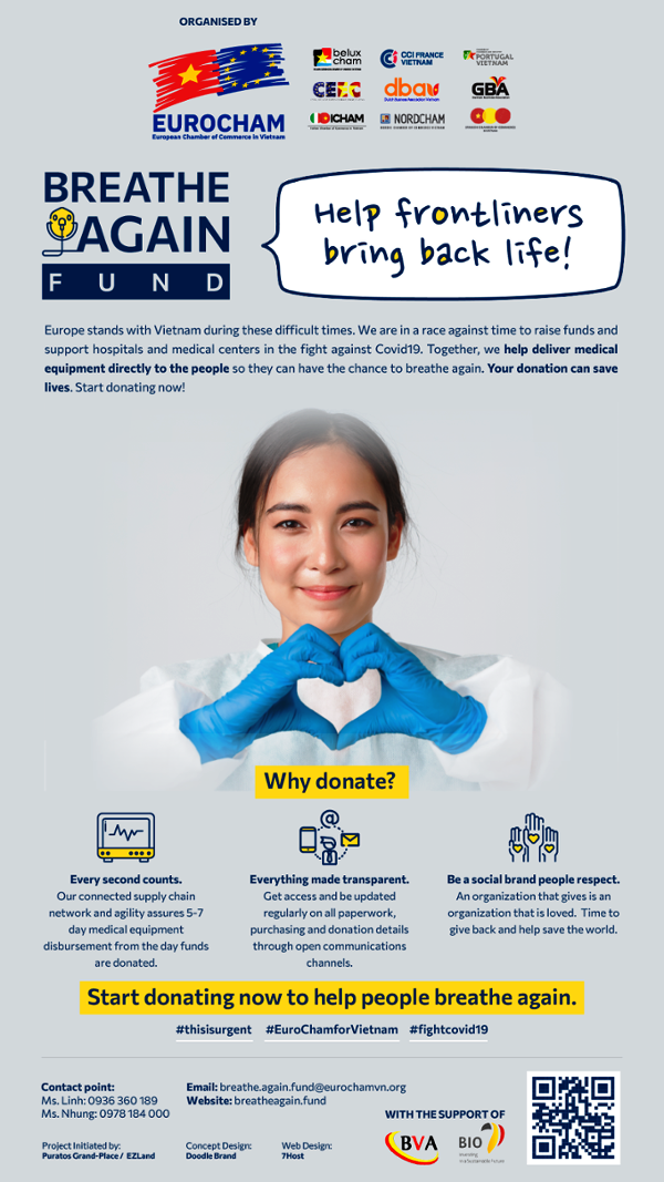EuroCham gây quỹ “Hồi sinh Nhịp thở - Breathe Again” để hỗ trợ Việt Nam. Nguồn: EuroCham.