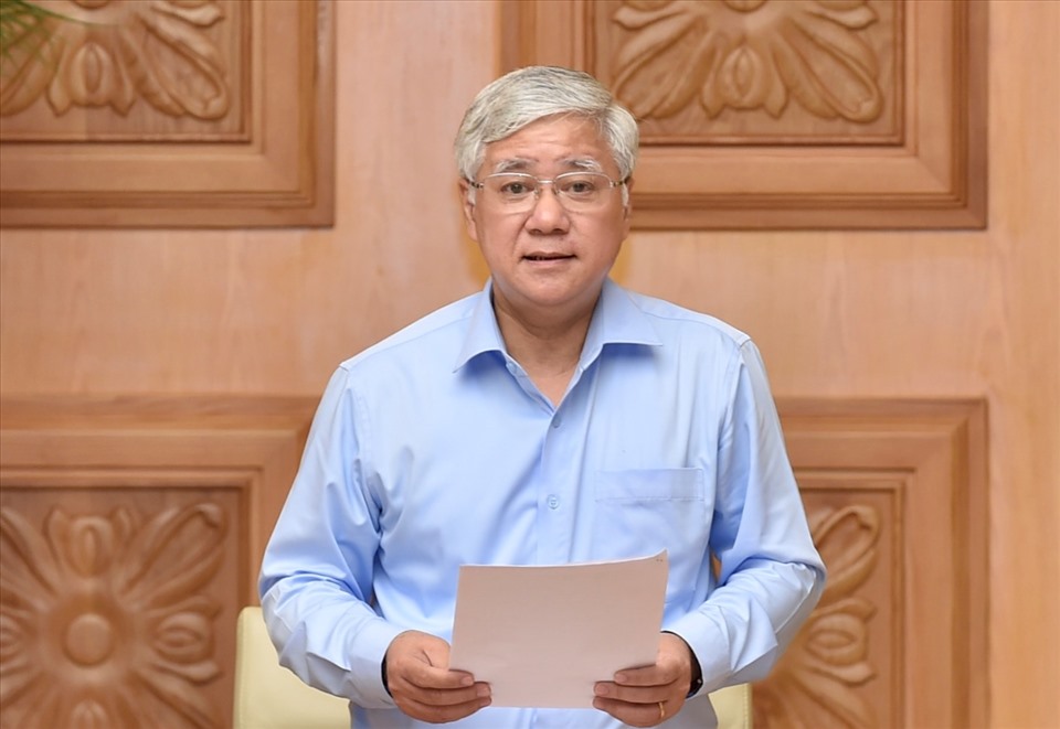 Ông Đỗ Văn Chiến - Chủ tịch Uỷ ban Trung ương MTTQ Việt Nam phát biểu. Ảnh Nhật Bắc