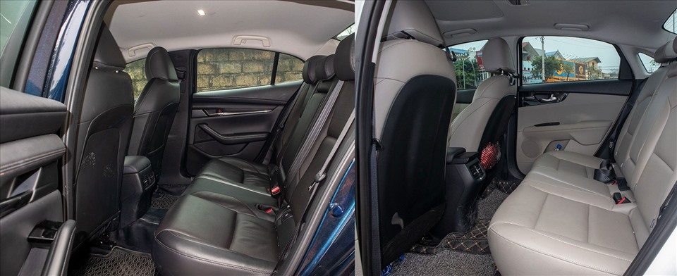 Không gian ghế ngồi Kia ưu thế hơn Mazda 3. Đồ họa: M.H