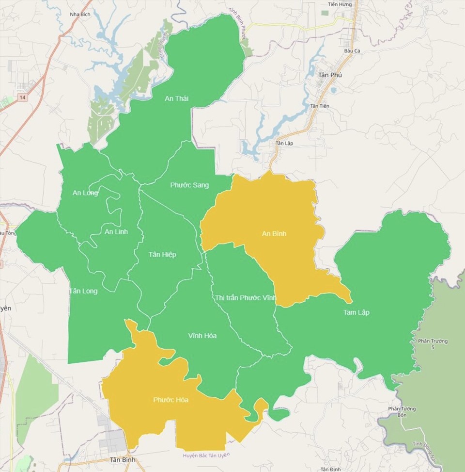 Huyện Phú Giáo trên bản đồ dịch bệnh đang giữ chặt và mở rộng vùng xanh.