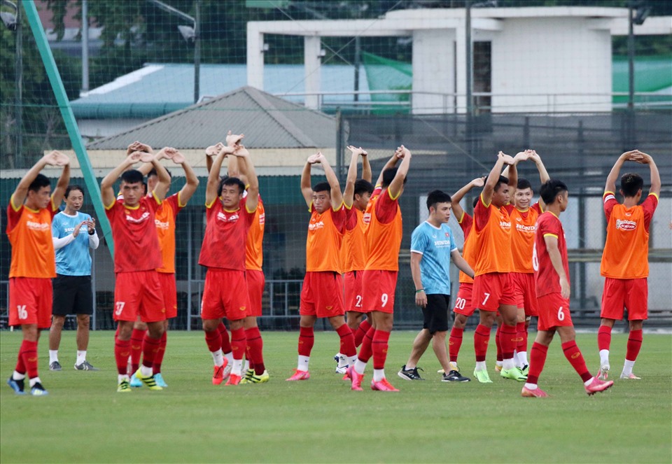 Chiều ngày 24.8, U22 Việt Nam tiếp tục bước vào buổi luyện tập tích cực trong giai đoạn chuẩn bị cho vòng loại U23 Châu Á 2022. Ảnh VFF