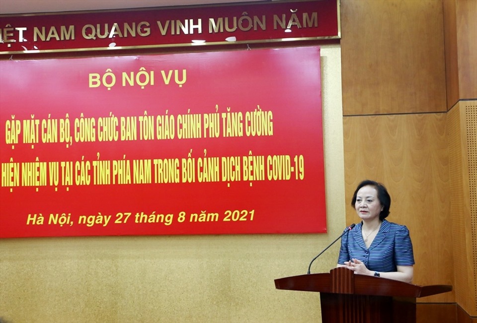 Bộ trưởng Phạm Thị Thanh Trà phát biểu tại buổi gặp mặt.