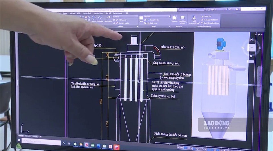 Thiết kê hệ thống thu hồi sơn tĩnh điện trên máy tính.