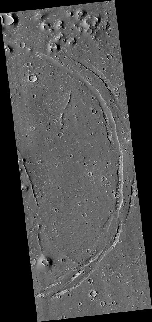 Miệng núi lửa ma và những vòng tròn trên sao Hỏa. Ảnh: