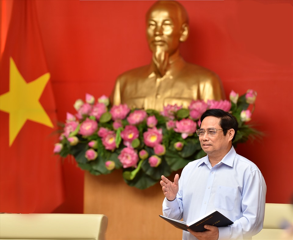 Thủ tướng Phạm Minh Chính phát biểu kết luận tại Hội nghị. Ảnh Nhật Bắc