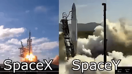 Dân mạng chế ảnh so sánh vụ phóng tên lửa của SpaceX và Astra. Ảnh: Twitter