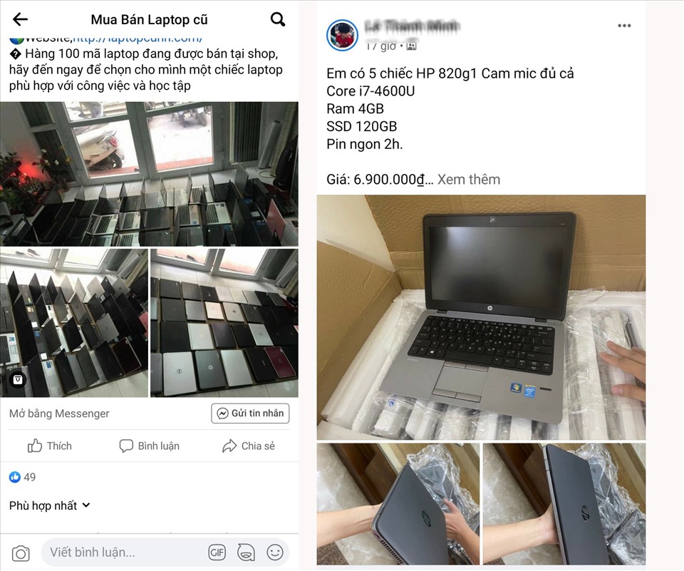 Các chợ laptop cũ hoạt động sôi nổi. Ảnh chụp màn hình.