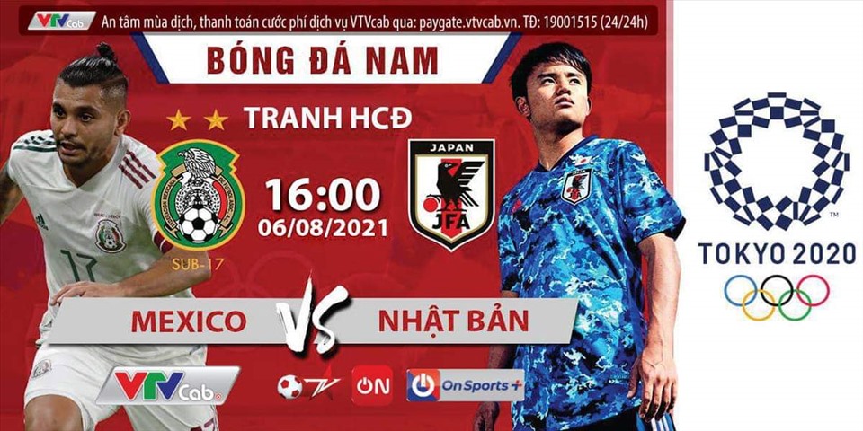 Trận tranh Huy chương đồng giữa Mexico vs Nhật Bản sẽ được trực tiếp trên các kênh sóng phổ biển tại Việt Nam. Ảnh: VTVCab.
