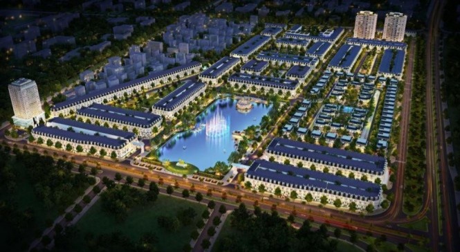 Phối cảnh dự án New City Thái Bình về đêm.
