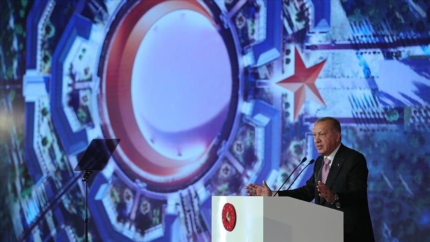 Tổng thống Recep Tayyip Erdogan phát biểu tại lễ động thổ “Lầu Năm Góc Thổ Nhĩ Kỳ“. Ảnh: Twitter/AceJace